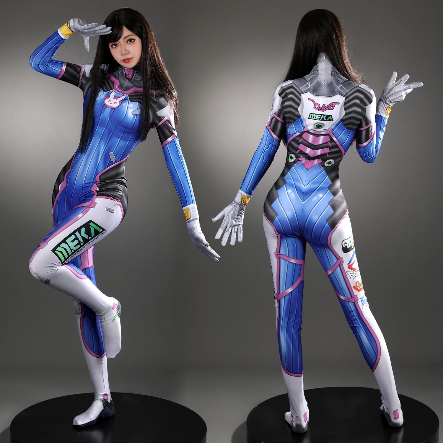 Overwatch D.Va Hana Song Female Blue Jumpsuit Cosplay Costumes