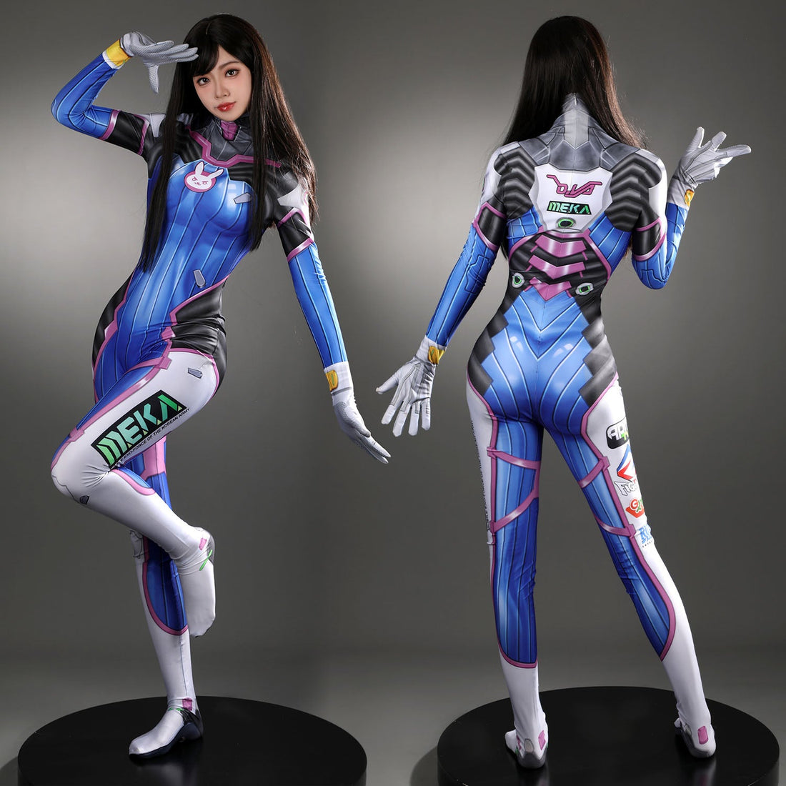 Overwatch D.Va Hana Song Female Blue Jumpsuit Cosplay Costumes