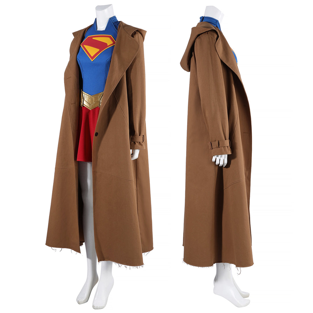 Comics Superhero Supergirl Superwoman Fullset with Coat Cosplay Costumes