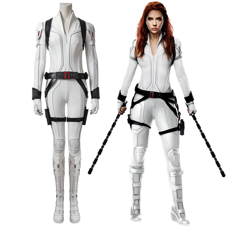 Black Widow Natasha Romanoff White Suit Female Cosplay Costumes