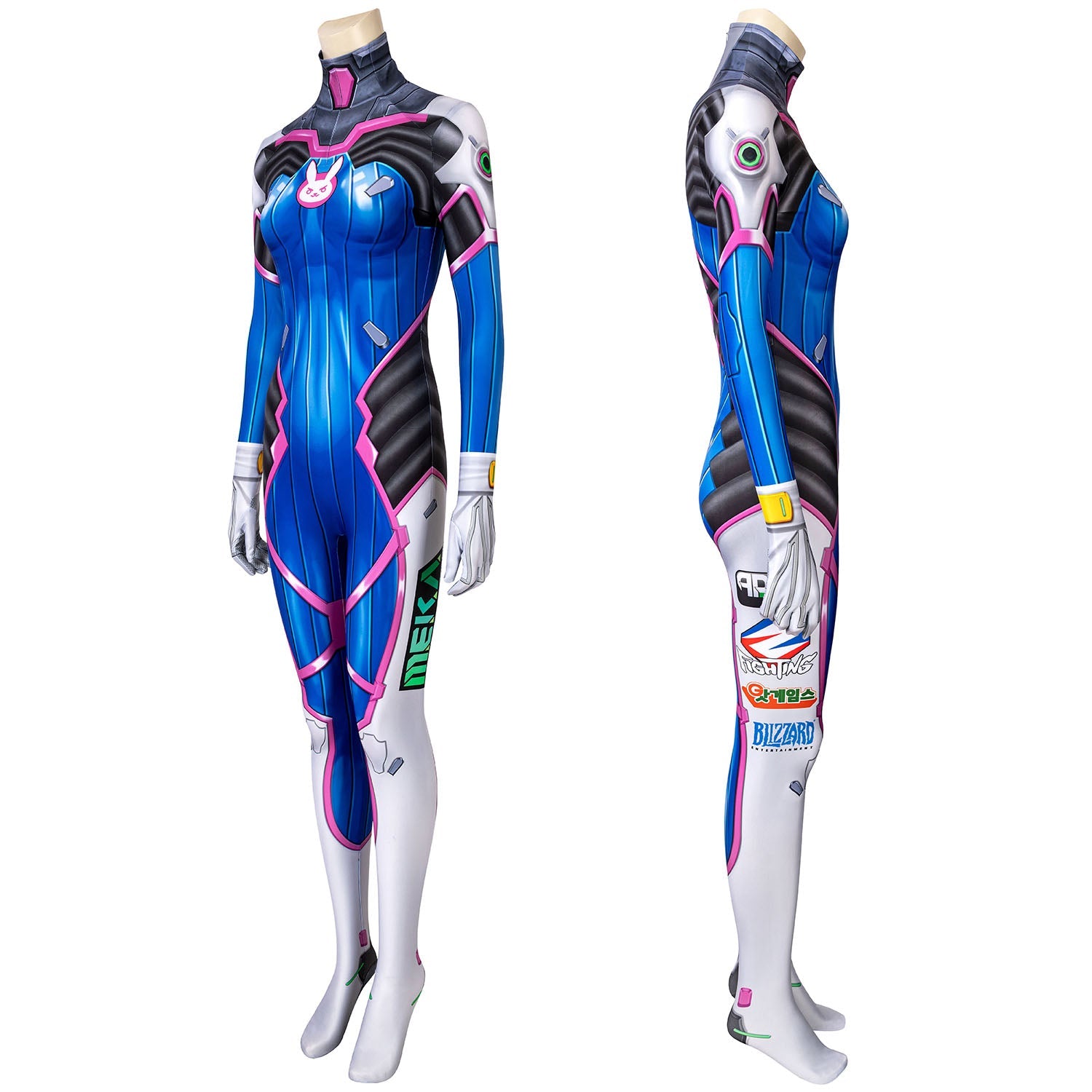 Overwatch D.Va Hana Song Female Blue Jumpsuit Cosplay Costumes