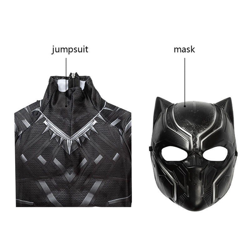 Black Panther Children Jumpsuit with Mask Cosplay Costume