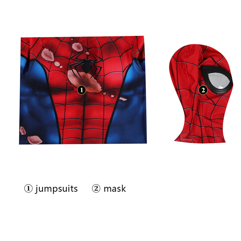 Spider-Man PS5 Classic Suit Damaged Kids Jumpsuit Cosplay Costumes