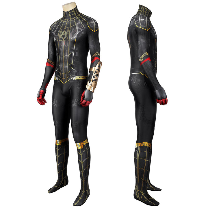 Spider-Man 3 No Way Home Peter Parker Black Gold Suit Jumpsuit Costumes