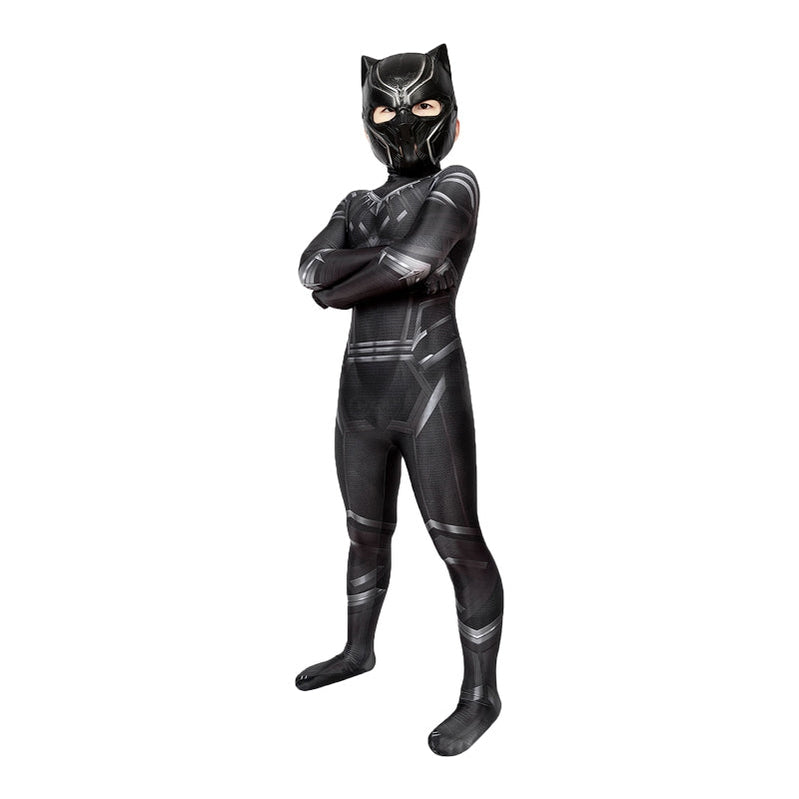 Black Panther Children Jumpsuit with Mask Cosplay Costume