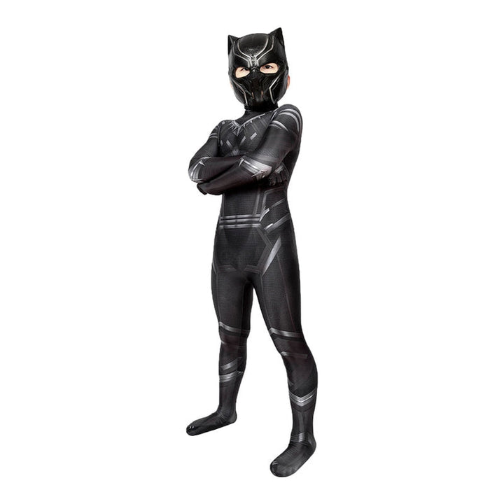 Black Panther Children Jumpsuit with Mask Cosplay Costume