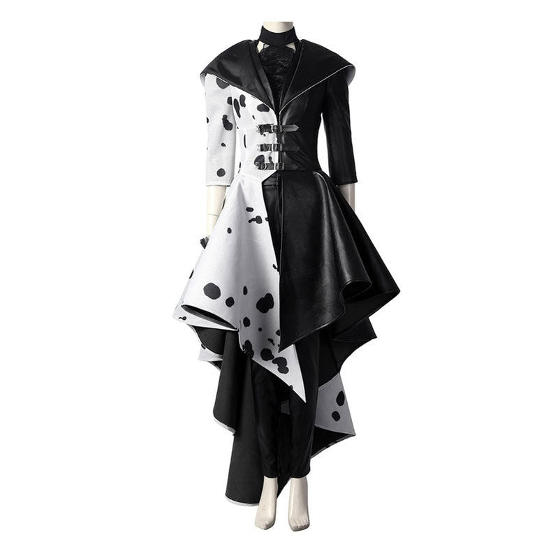 Cruella De Vil Dalmatian Black White Halloween Cosplay Costumes
