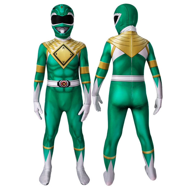 Mighty Morphin Power Rangers Yamato Tribe Knight Burai Green Kids Costumes