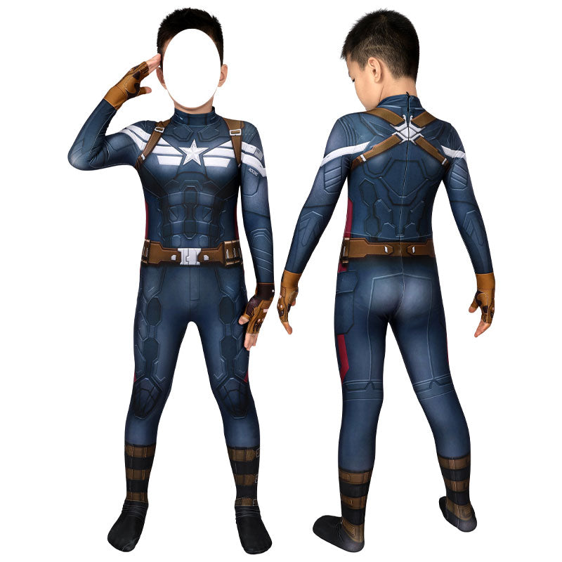 Captain America The Winter Soldier Steve Rogers Kids Jumpsuit Costumes