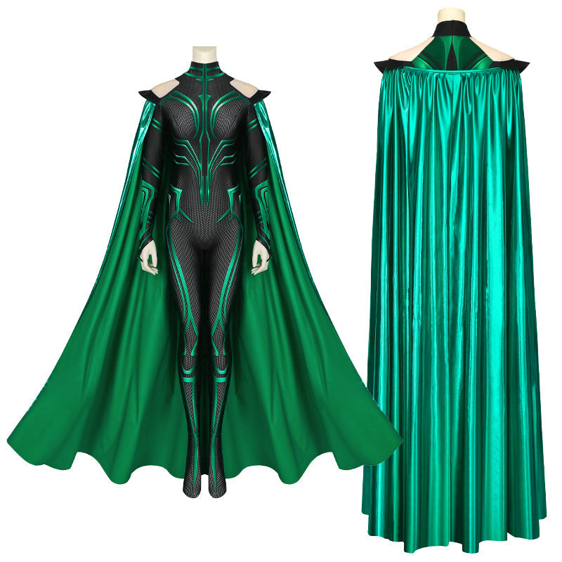 Thor 3 Ragnarok Trailer Hela Jumpsuit with Cloak Cosplay Costumes