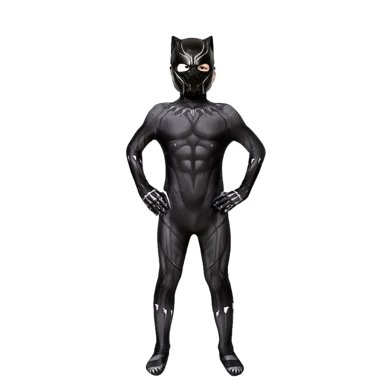 Captain America Civil War Black Panther Kids Jumpsuit with Mask Costume