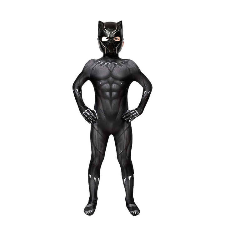 Captain America Civil War Black Panther Kids Jumpsuit with Mask Costume