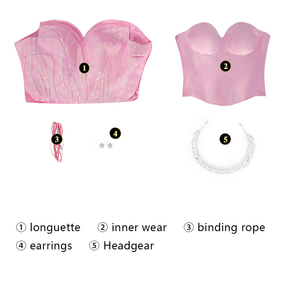 Wicked Part One Galinda Female Dress with Crown Cosplay Costumes