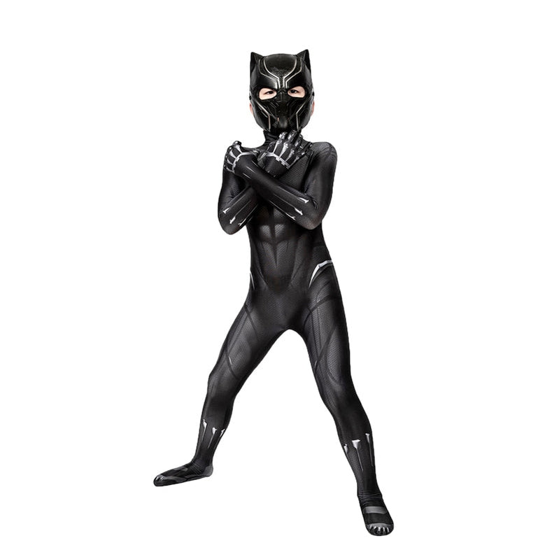 Captain America Civil War Black Panther Kids Jumpsuit with Mask Costume