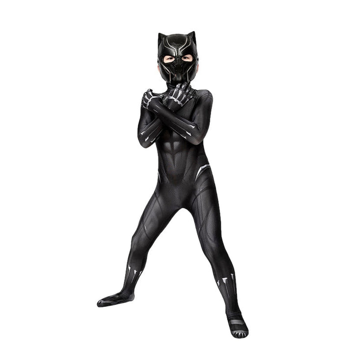 Captain America Civil War Black Panther Kids Jumpsuit with Mask Costume