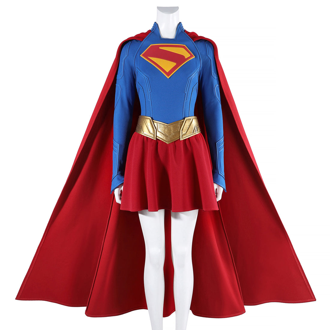 Comics Superhero Supergirl Superwoman Fullset with Coat Cosplay Costumes