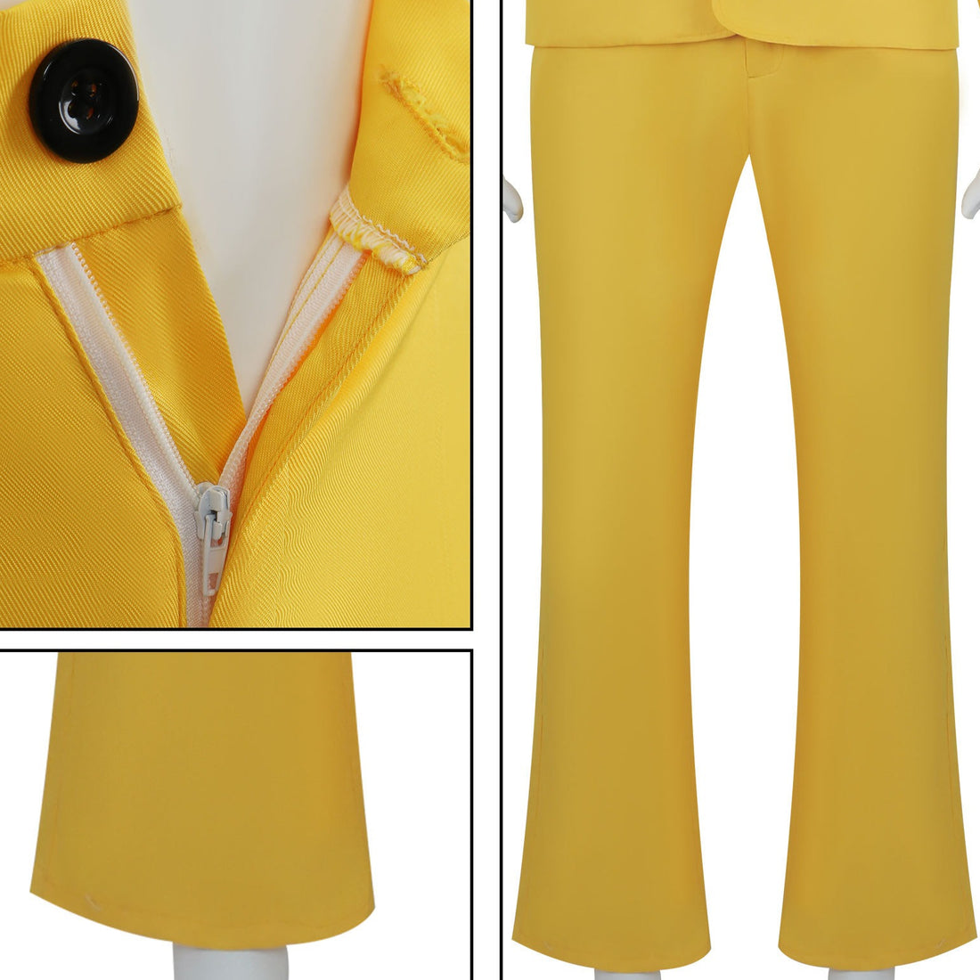 Beetle Juice Shrunken Head Bob Yellow Suit Halloween Cosplay Costumes