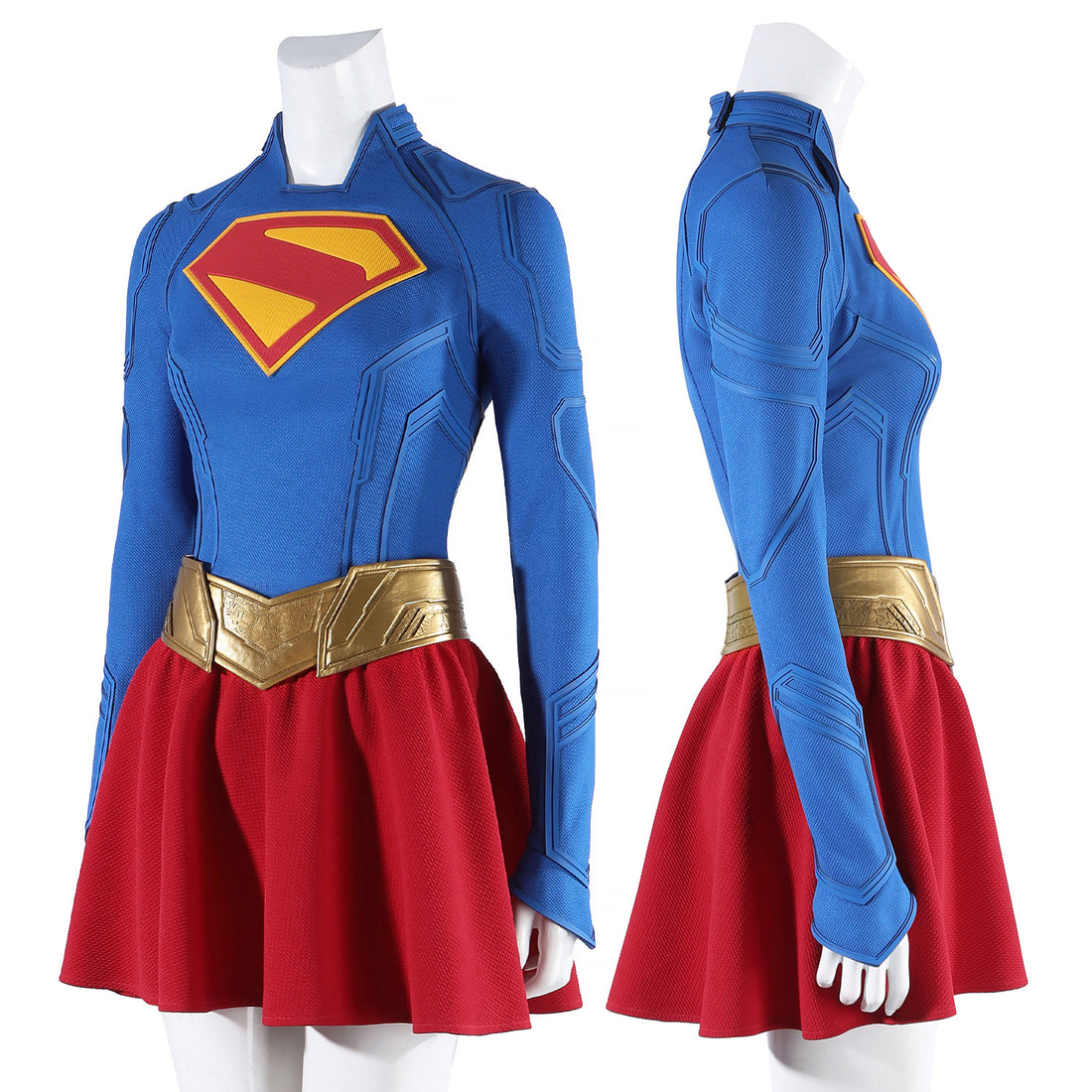 Comics Superhero Supergirl Superwoman Fullset with Coat Cosplay Costumes