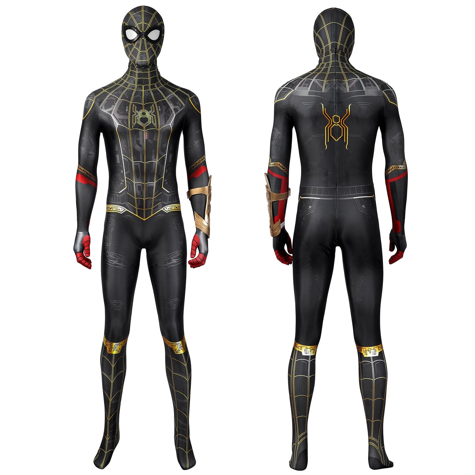 Spider-Man 3 No Way Home Peter Parker Black Gold Suit Jumpsuit Costumes