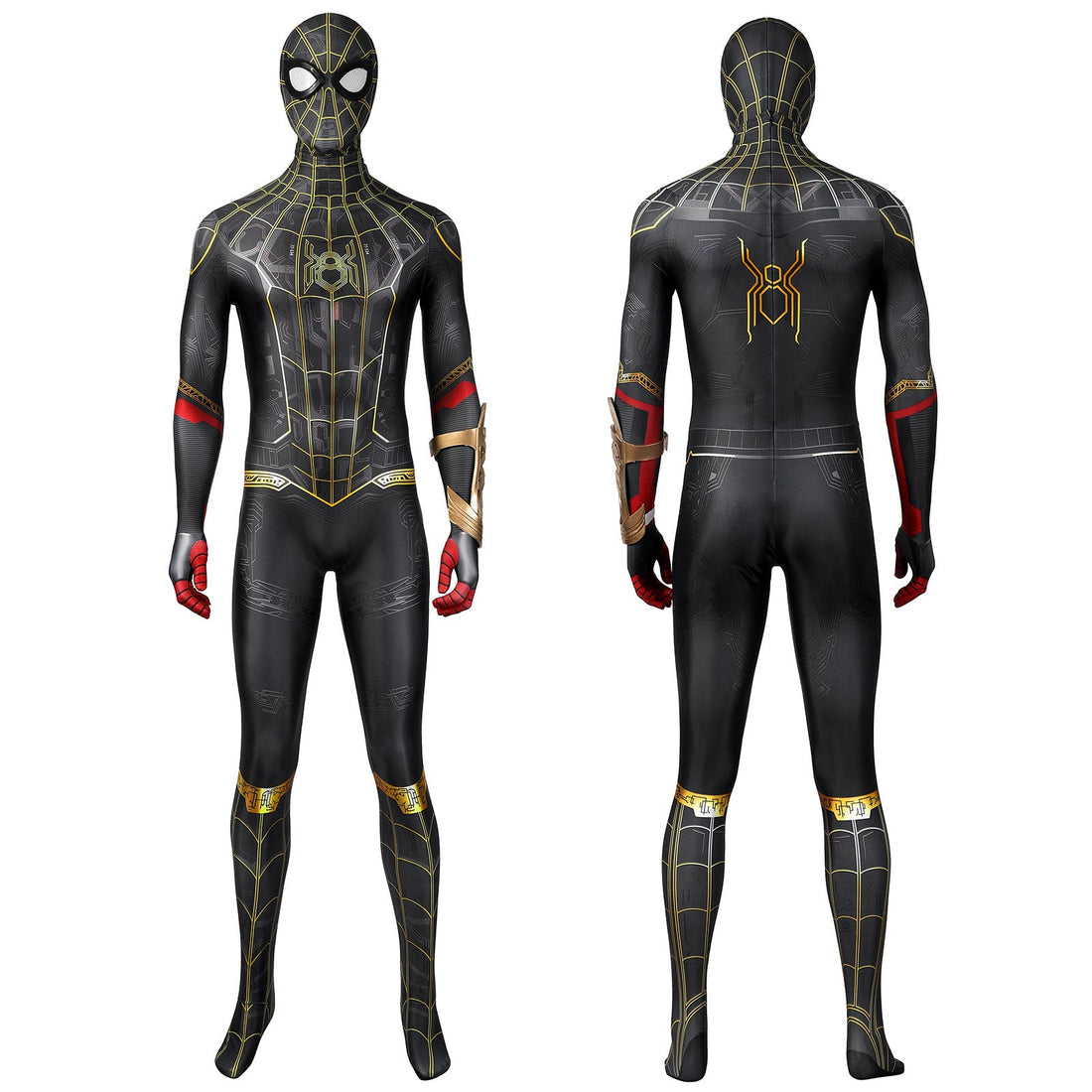 Spider-Man 3 No Way Home Peter Parker Black Gold Suit Jumpsuit Costumes