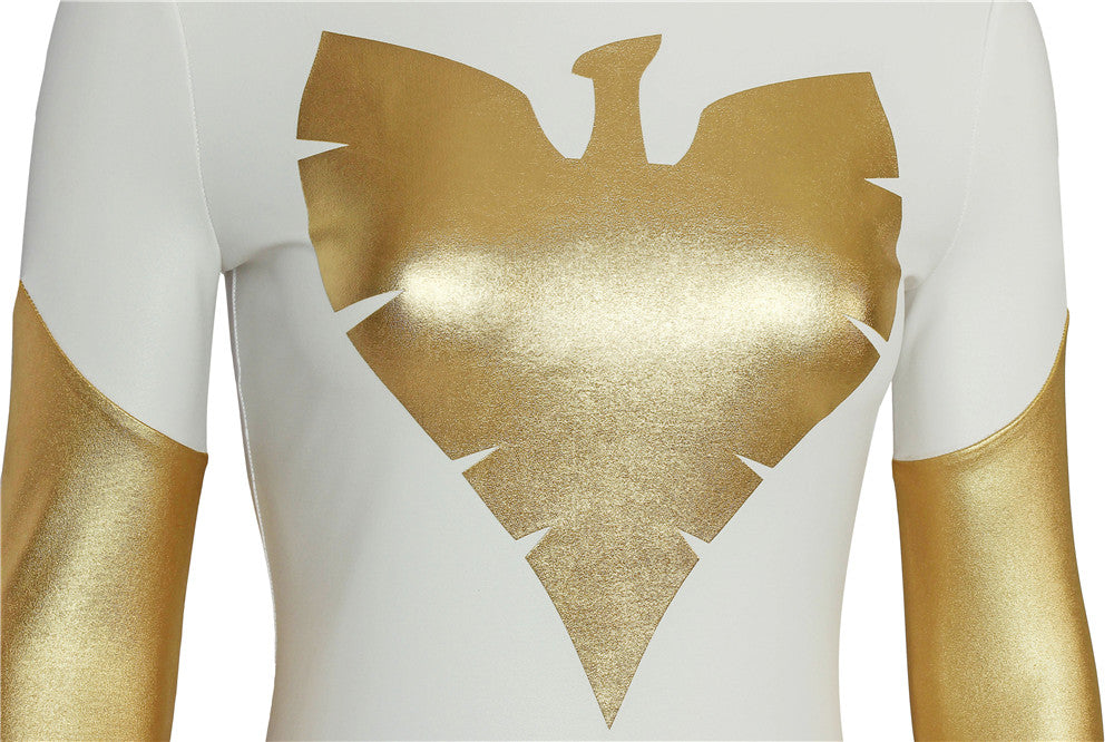 X-Men White Phoenix Jean Grey Gold and White Jumpsuit Cosplay Costumes