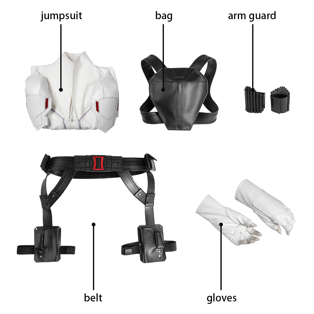 Black Widow Natasha Romanoff White Suit Female Cosplay Costumes