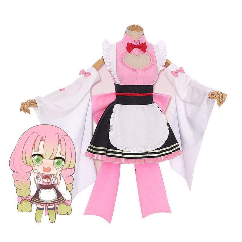 Demon Slayer Kanroji Mitsuri Kimono Maid Outfit Cosplay Costumes