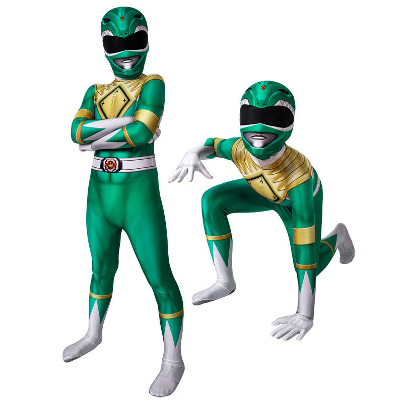 Mighty Morphin Power Rangers Yamato Tribe Knight Burai Green Kids Costumes