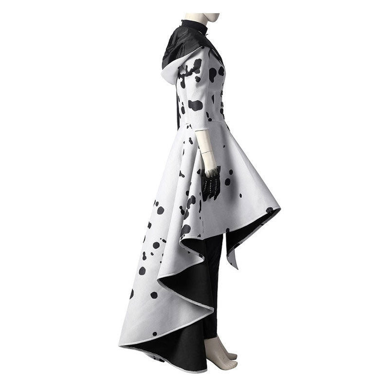 Cruella De Vil Dalmatian Black White Halloween Cosplay Costumes