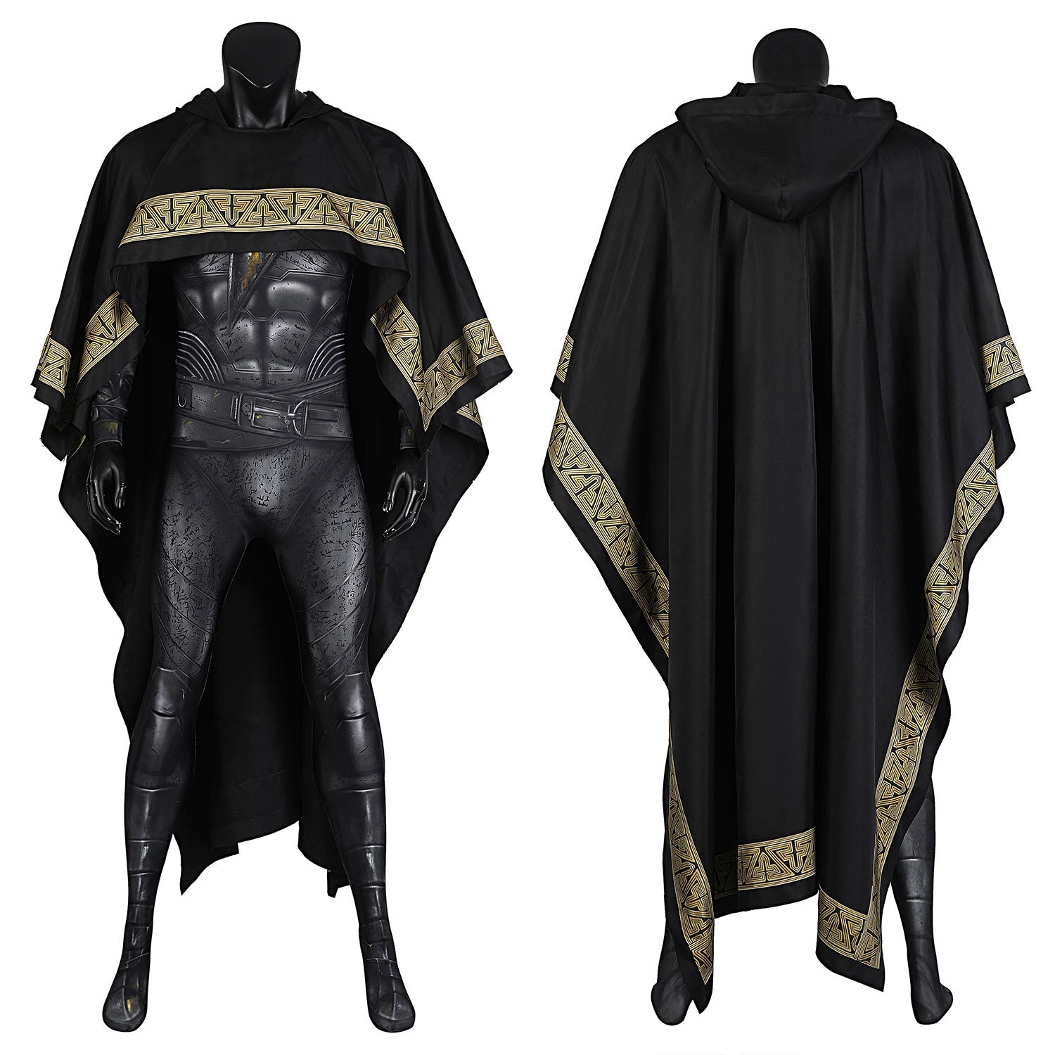 Comics Black Adam Male Jumpsuit with Hooded Cloak Costumes