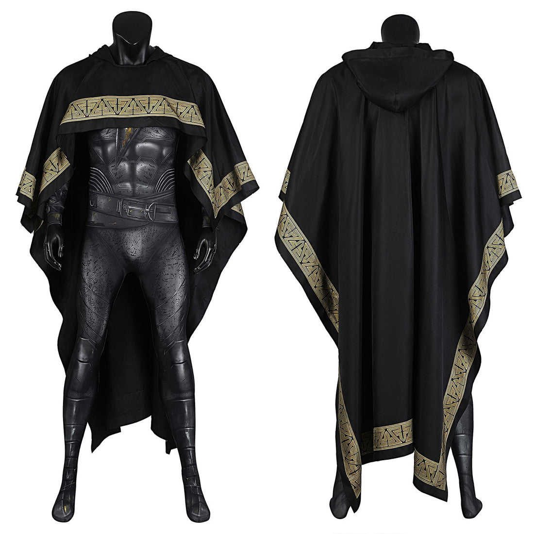 Comics Black Adam Male Jumpsuit with Hooded Cloak Costumes