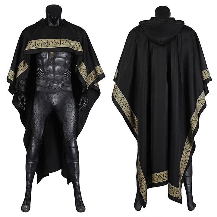 Comics Black Adam Male Jumpsuit with Hooded Cloak Costumes