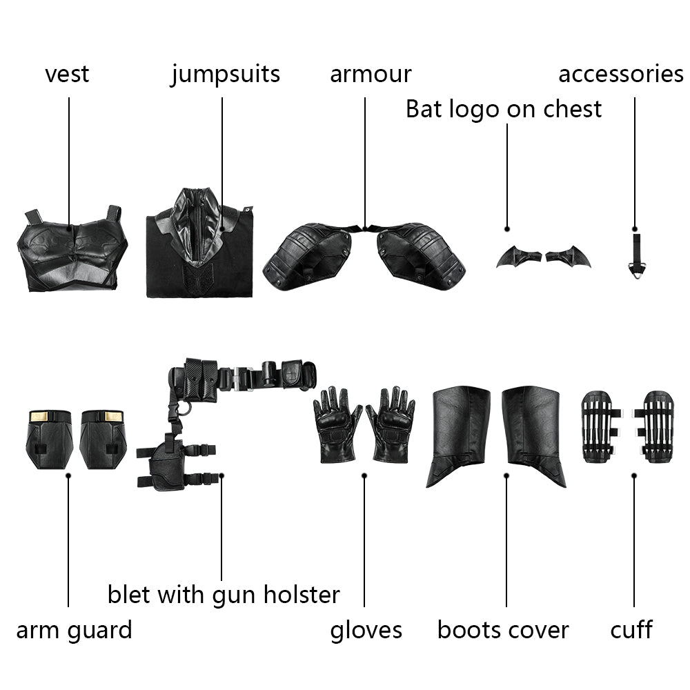 The Batman 2022 Movie Bruce Wayne Robert Pattinson Male Top Costumes