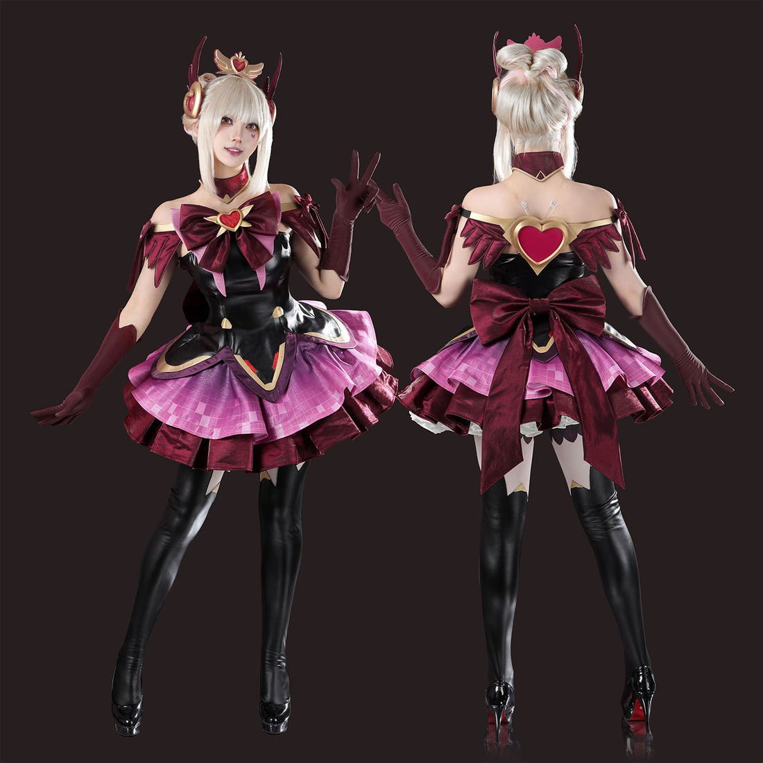 Overwatch 2 Magical Girl Juno Red Black Full Set Cosplay Costumes