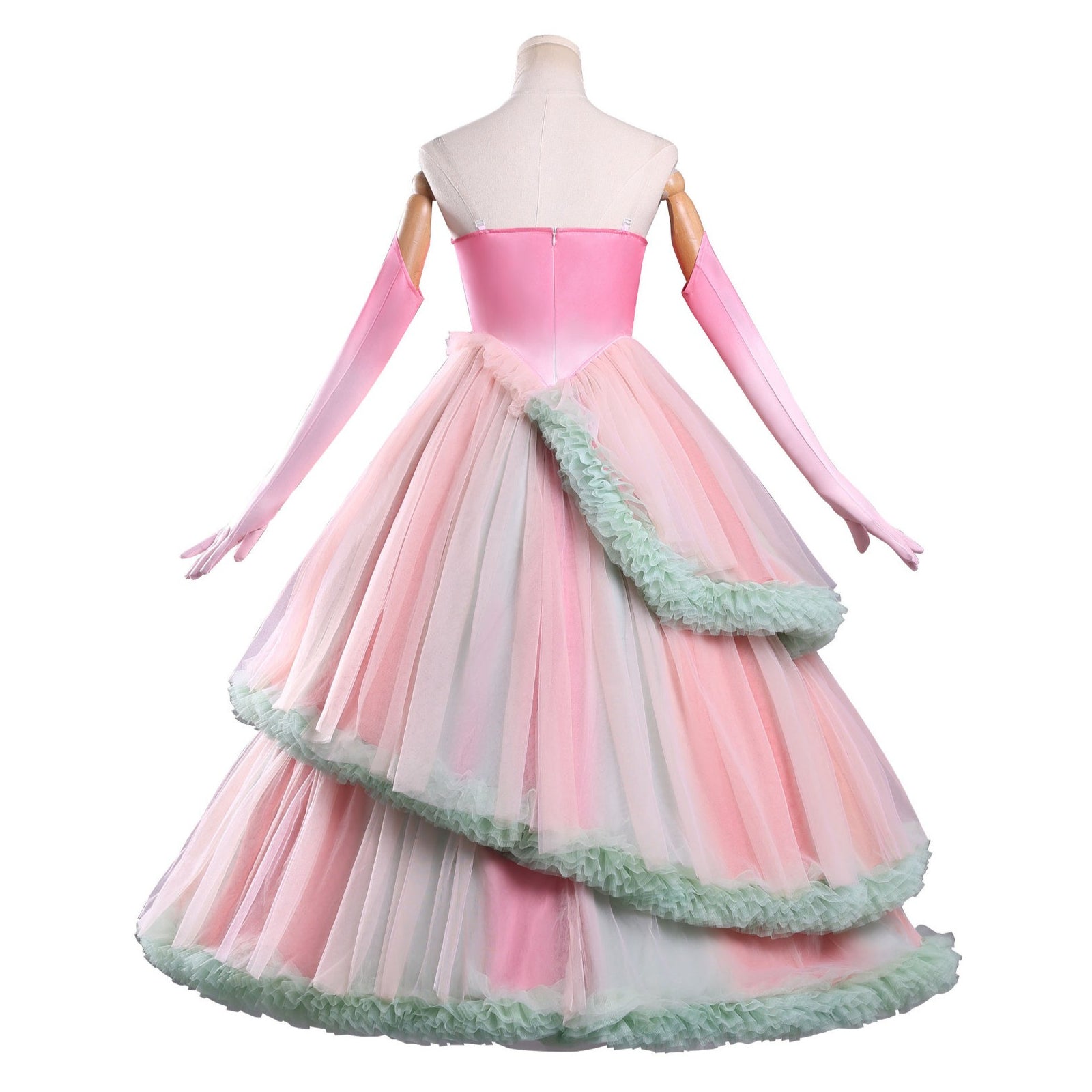 Wicked: For Good Witch Glinda Pink Green Dress Cosplay Costumes