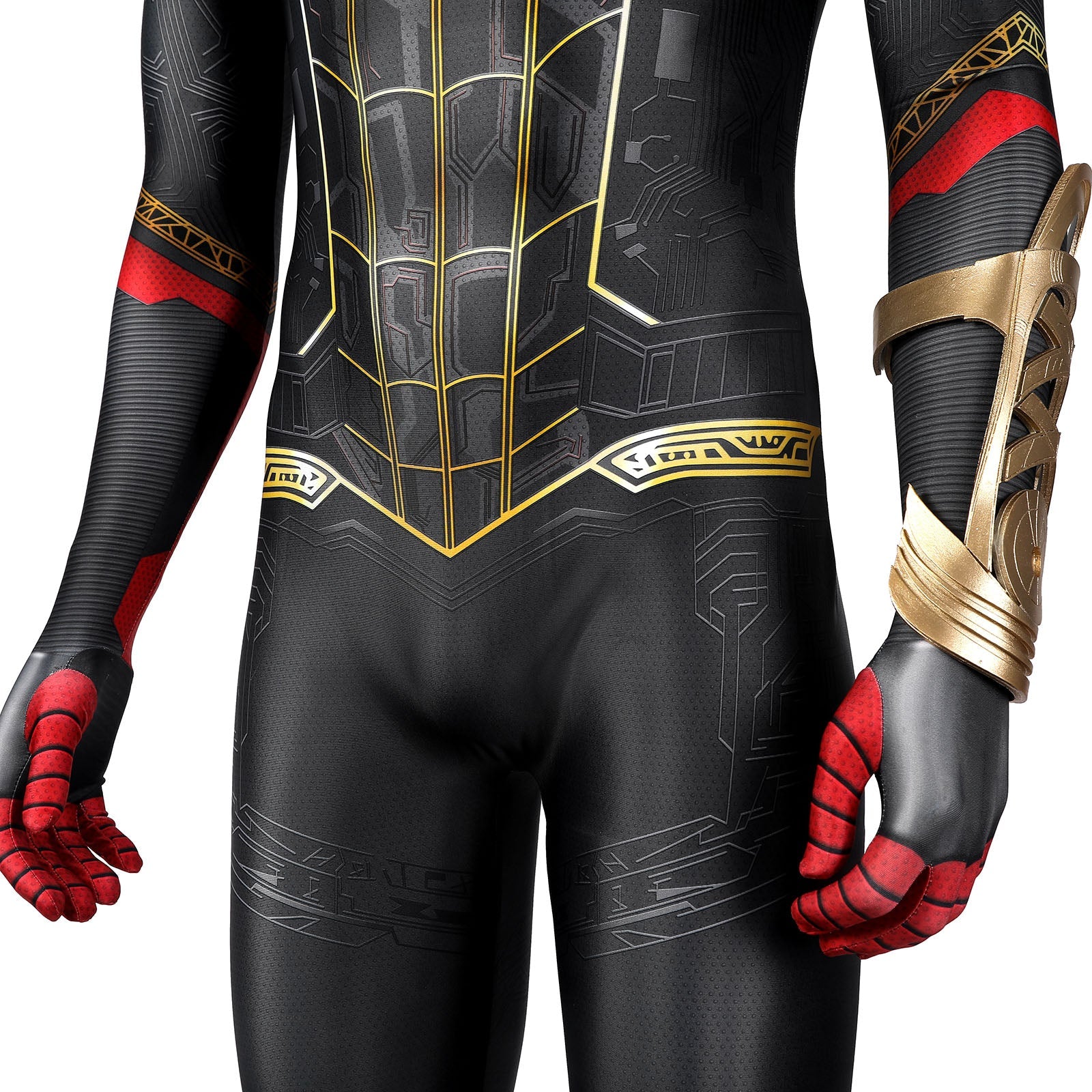 Spider-Man 3 No Way Home Peter Parker Black Gold Suit Jumpsuit Costumes