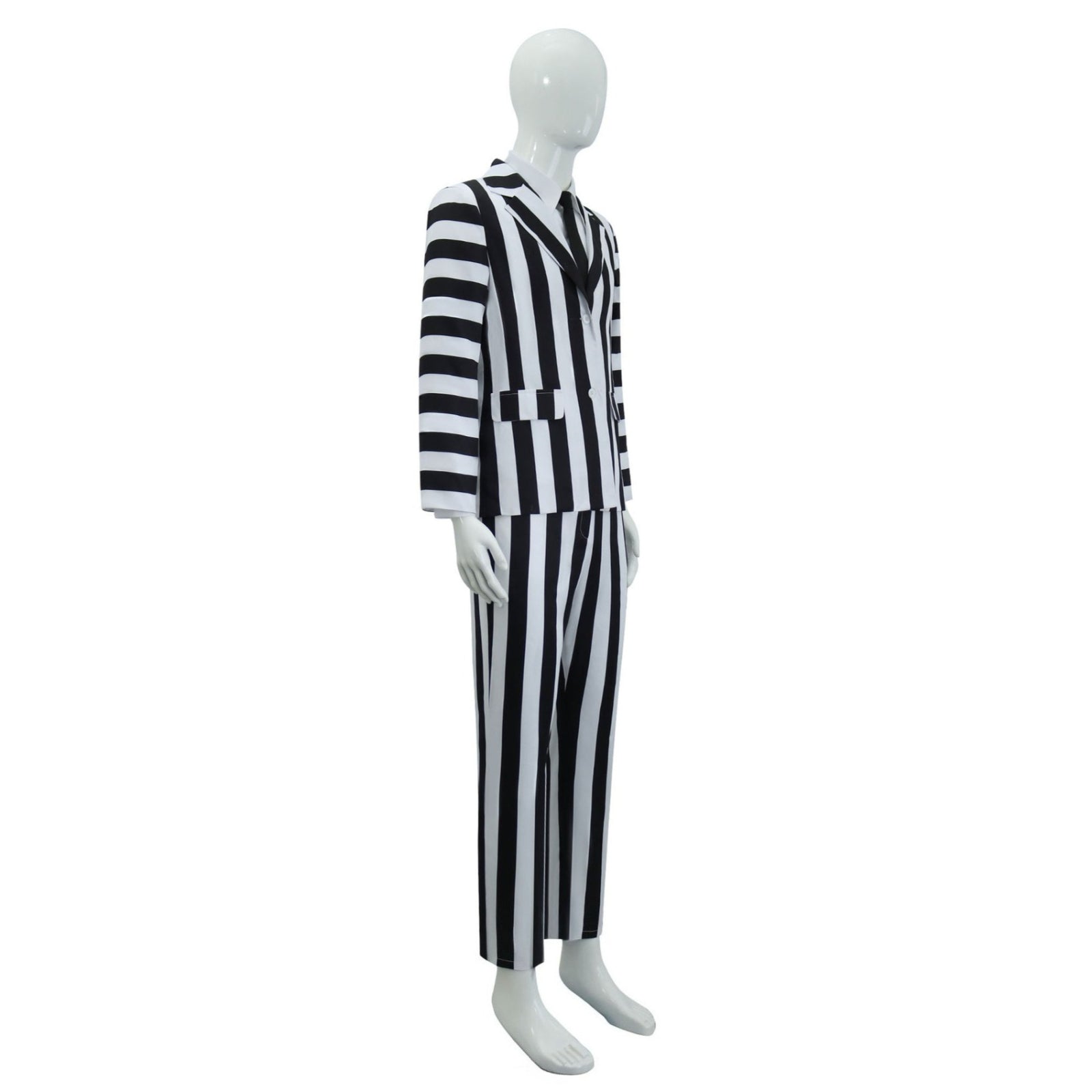 Beetle Juice Michael Keaton Stripe Suit Halloween Cosplay Costumes