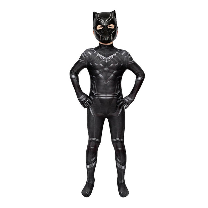 Black Panther Children Jumpsuit with Mask Cosplay Costume