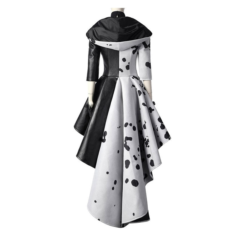 Cruella De Vil Dalmatian Black White Halloween Cosplay Costumes