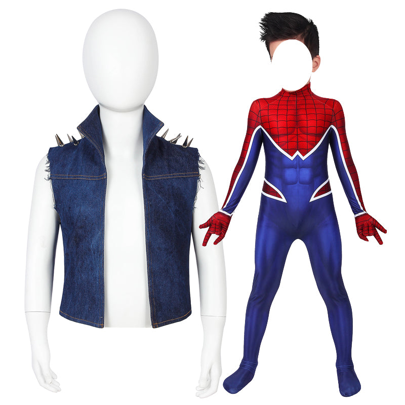 Spider-Man PS4 Spider-Punk Suit Kids Jumpsuit Cosplay Costumes