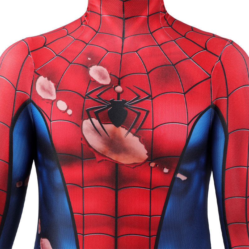 Spider-Man PS5 Classic Suit Damaged Kids Jumpsuit Cosplay Costumes
