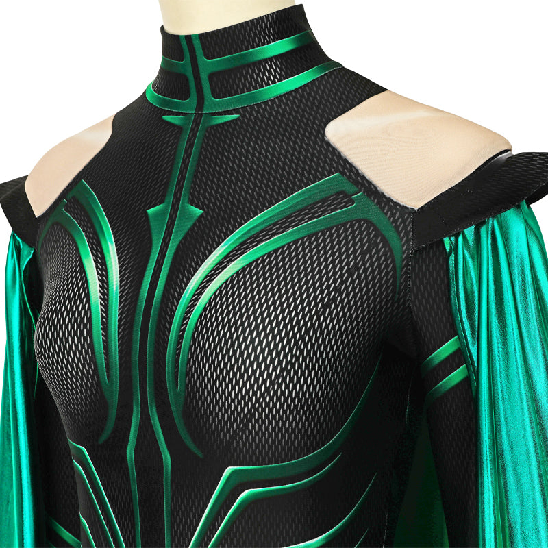 Thor 3 Ragnarok Trailer Hela Jumpsuit with Cloak Cosplay Costumes