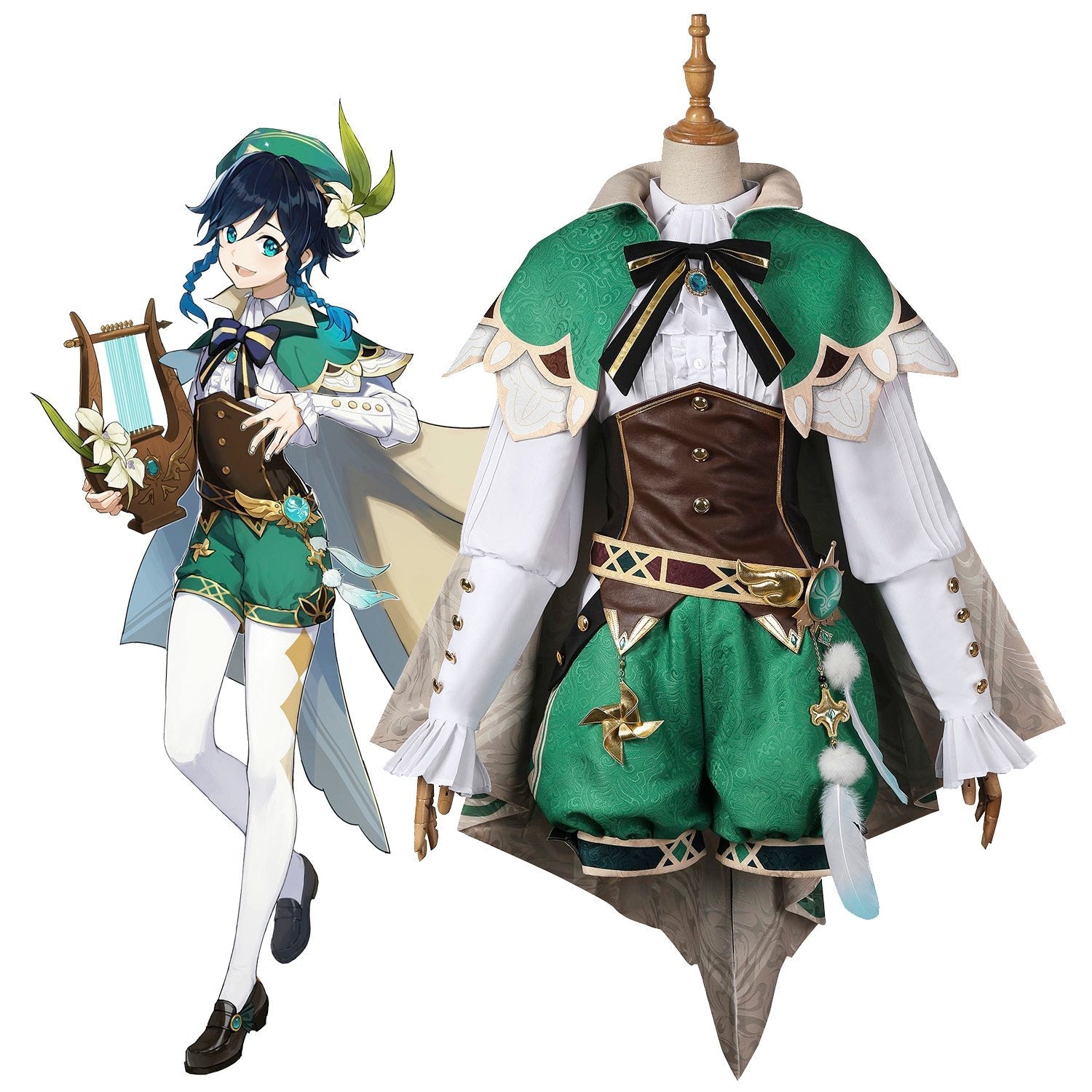 Genshin Impact Venti Gradient Full Set Top Level Cosplay Costumes