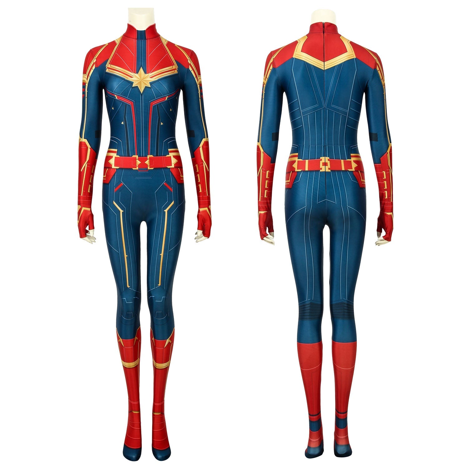Captain Marvel Carol Danvers Female Jumpsuit with Headgear Costumes