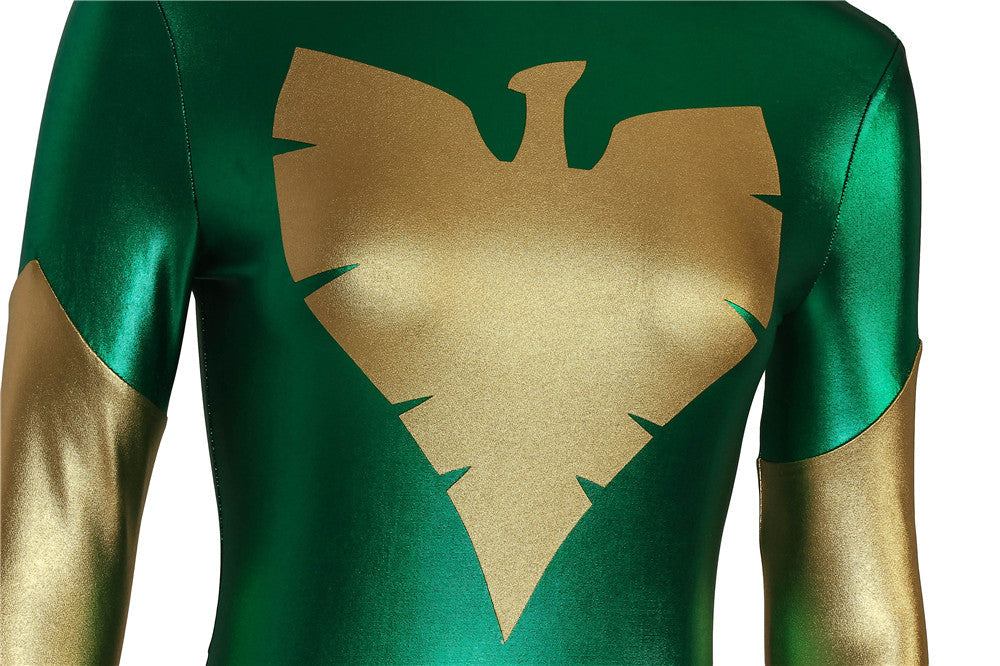 X-Men Green Phoenix Jean Grey Gold and Green Jumpsuit Cosplay Costumes
