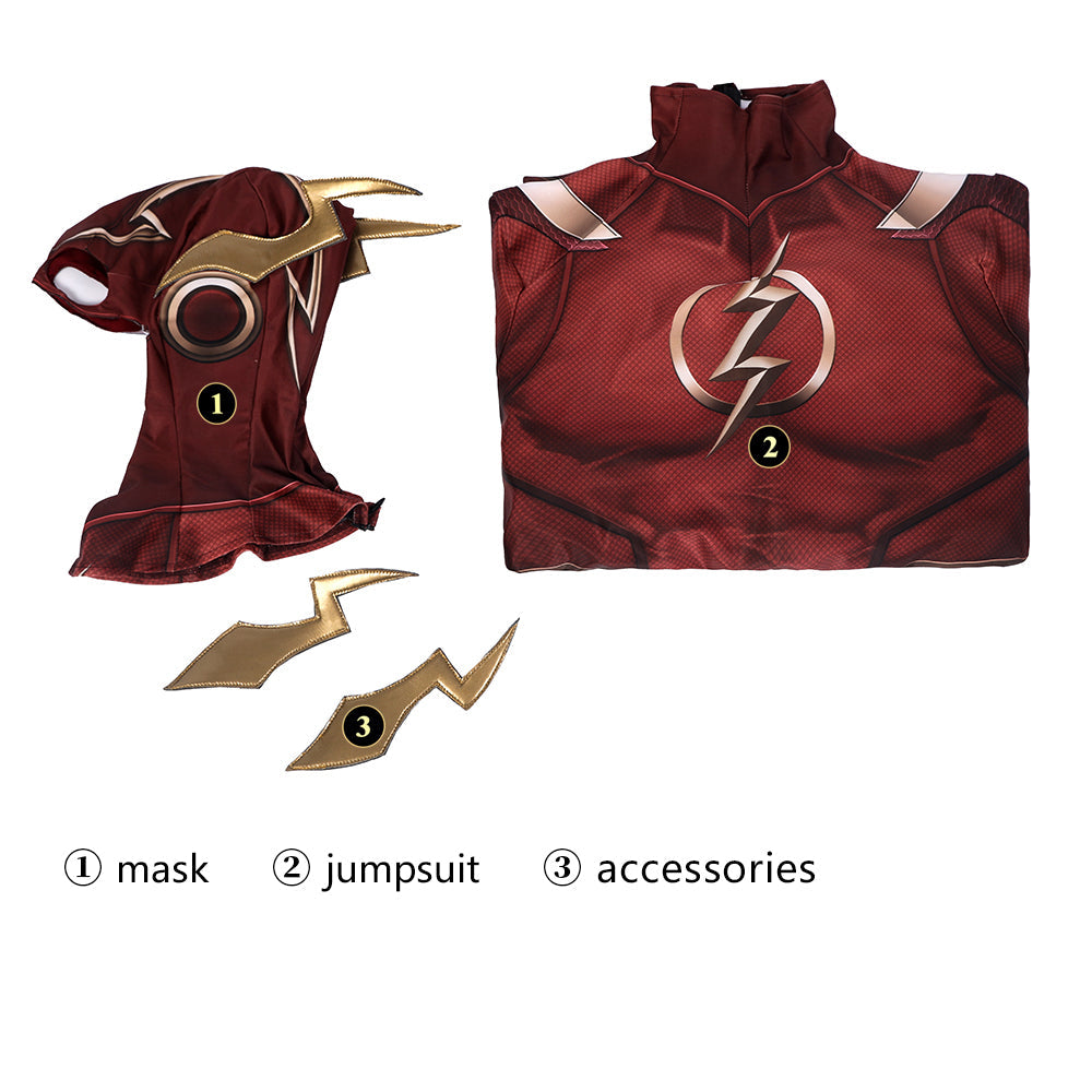 Injustice 2 The Flash Male Jumpsuit with Mask Cosplay Costumes