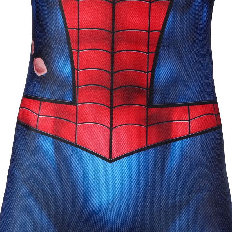Spider-Man PS5 Classic Suit Damaged Kids Jumpsuit Cosplay Costumes