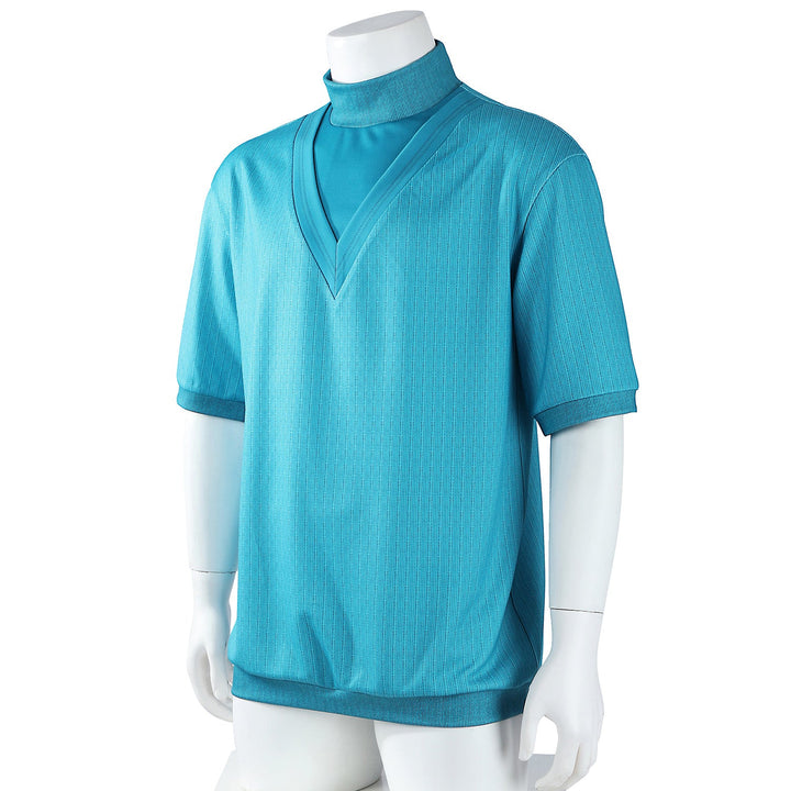Minecraft Movie Steve Blue T-shirt Cosplay Costumes