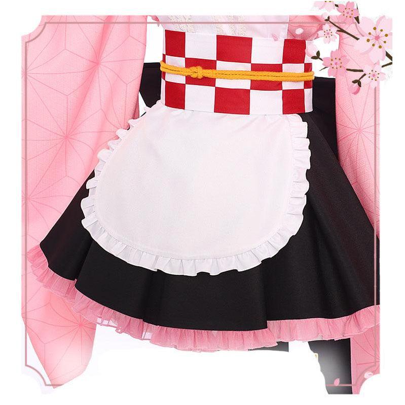 Demon Slayer Nezuko Kamado Kimono Maid Outfit Cosplay Costumes