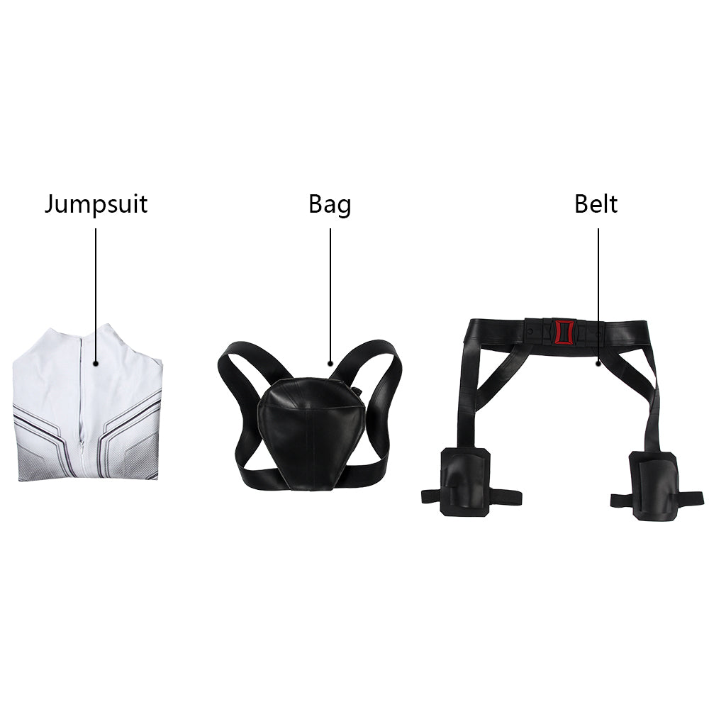 Black Widow Natasha Romanoff White Suit Jumpsuit with Accessories Cosplay Costumes